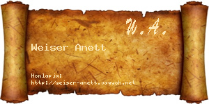 Weiser Anett névjegykártya